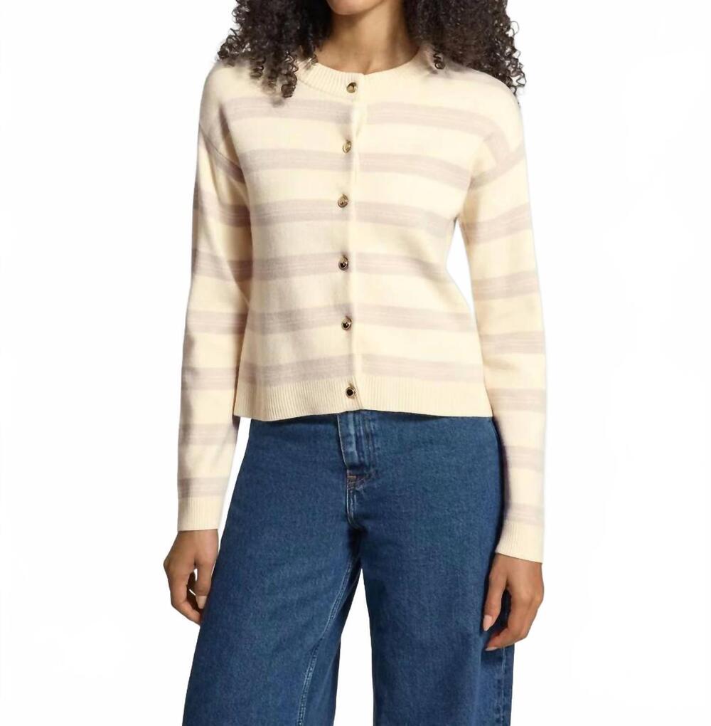 NEW VERO MODA stripe button cardigan in ecru
